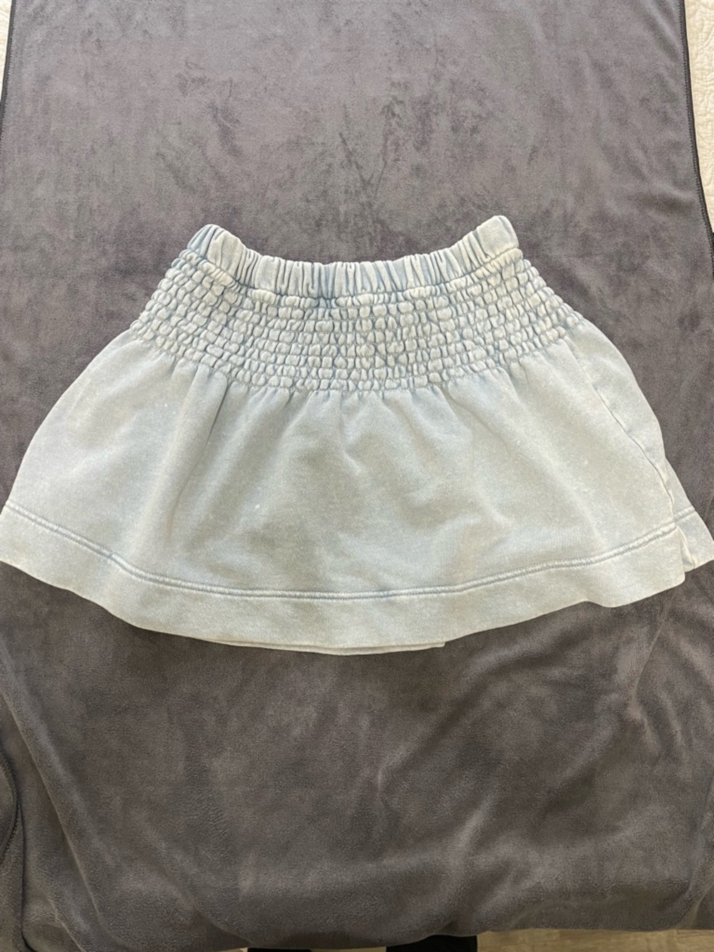 aerie Light Blue Smocked-Waist Mini Skirt